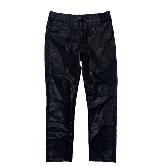 Articles of Society Womens Sz 27 Black Coated Crop Jeans Mid Rise Stretch - Picture 2 of 10